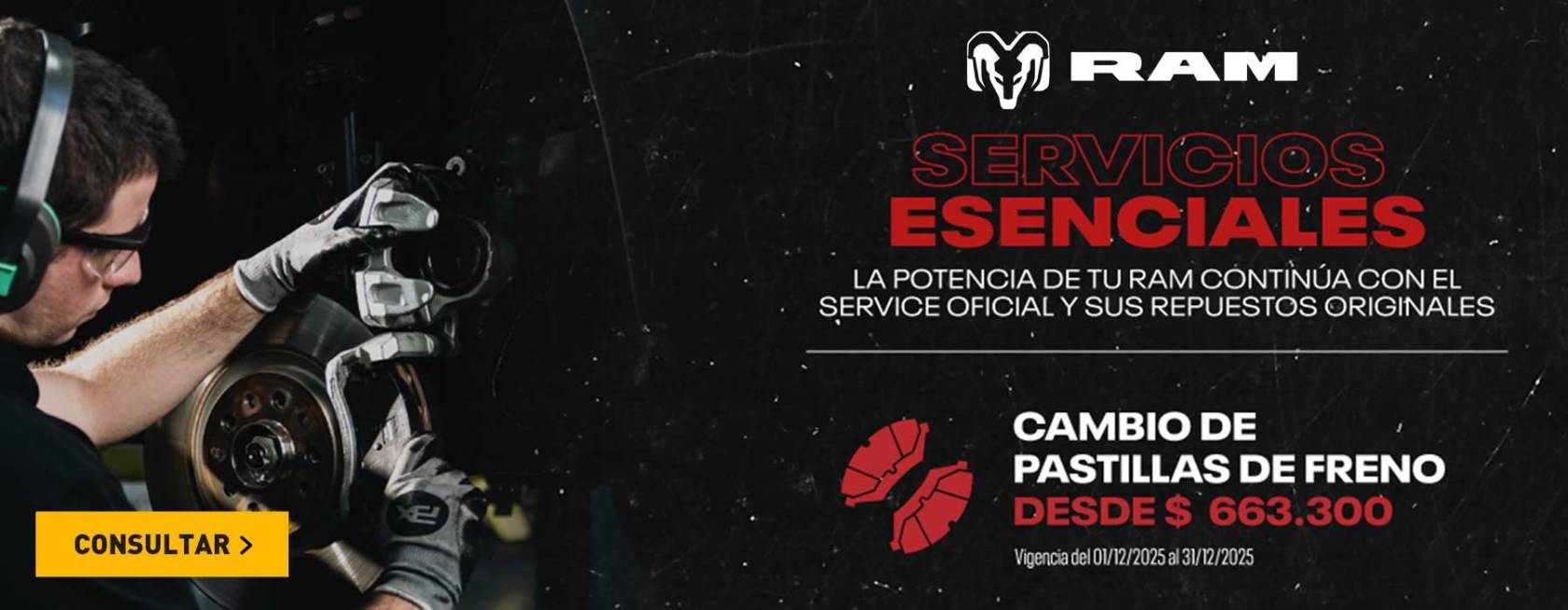 Promos servicio RAM pastillas de freno