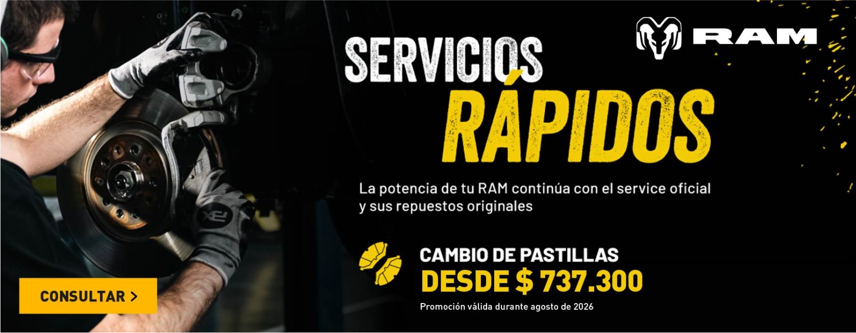 Promos servicio RAM pastillas de freno